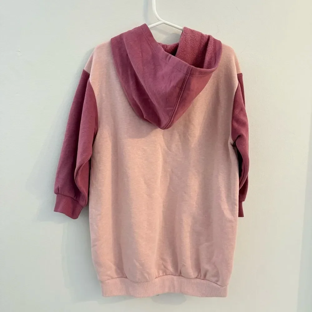 Old Navy Color-Blocked French Terry Hoodie Dress for Toddler Girls 4T Pink